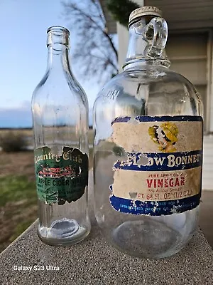 Two Old Labeled Vinegar Bottles!! • $29.99