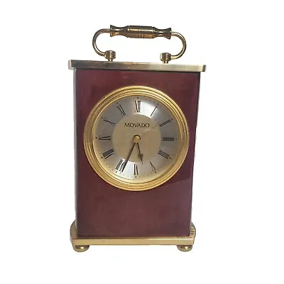 Movado Quartz Shelf Mantle Table Clock Rosewood Gold Tone 8  Untested • $16.50