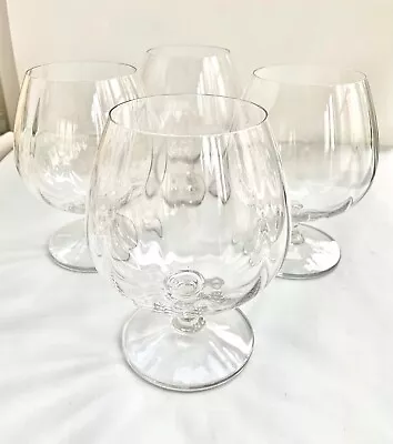 Vintage Mikasa Stephanie Brandy Cognac Glasses Clear Ribbed Optic Snifter Set 4 • $80