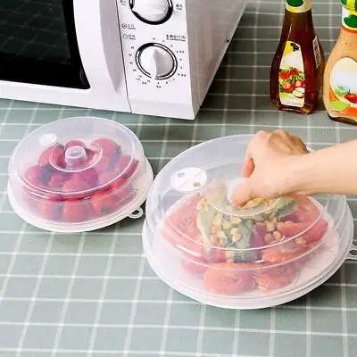 Microwave Food Cover Plate Vented Splatter Protector Clear Hot Kitchen Lid NICE • £4.91