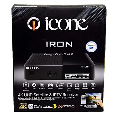 Icone Iron Pro Satellite Tv Receivers 4k Multibox  Systeme Android • $210