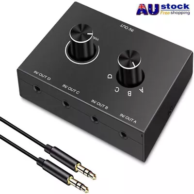 4 Way 3.5mm Stereo Audio Splitter Selector AUX Speaker Headphone Switch Adapter • $28.95