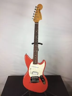 Excellent Fender Kurt Cobain Jag-Stang® Electric Guitar Fiesta Red W/ Deluxe Gi • $826.19