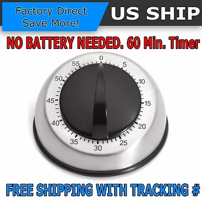 Long Ring Bell Alarm Loud 60-Minute Kitchen Cooking Wind Up Timer Mechanical US • $8.95