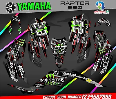 $150 • Buy Yamaha Raptor 350 Graphics Kit 2004 2006 2009 To 2014 Decals Stickers Atv Utv 