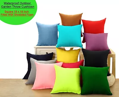 Waterproof Outdoor Garden Furniture Throw Cushion Pack Of 2 & 4 Square 45X45cm • £24.95