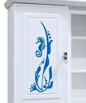 £4.50 • Buy Seahorse Seaweed Ocean Wall Art Sticker Matt Vinyl Shower Cupboard Door Bathroom