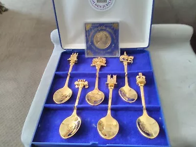 A Set Of 22ct Gold Plated Spoons Queens Golden Jubilee Along With Coin • £4.99