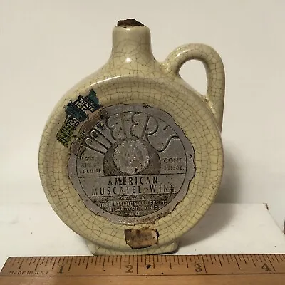 Uhl Pottery Miniature Canteen Jug Meier's Wine Label Illinois Uhl Mini Jug Lime • $17.99