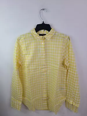 J. Crew Relaxed Boy Shirt In Crinkle Gingham Button Down Yellow Size 2 NEW • $24.95