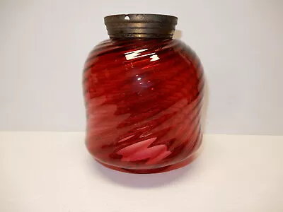 Antique Ruby Swirl Kerosene Hall Lamp Shade • $79.99