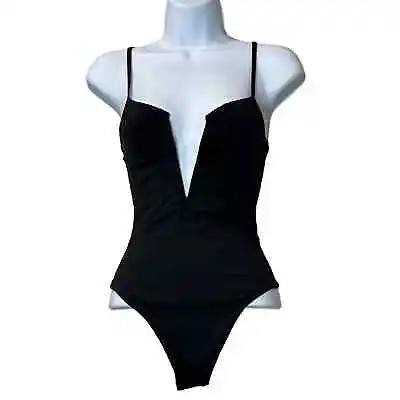 L*Space Roxanne Plunge Neckline One Piece Bitsy Cut Swimsuit Black Women XS NWT • $64.97