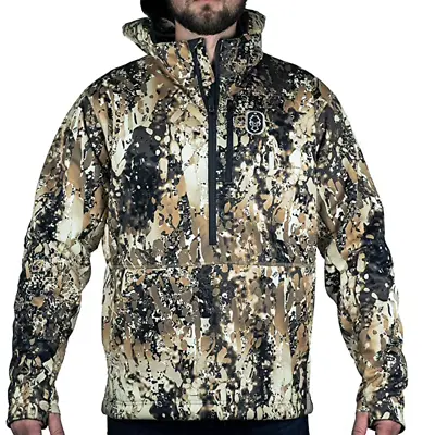 Hardcore Hunting Jacket MidWeight Pullover 1/2 Zip W/Hood Fleece Lined Insulated • $59.97