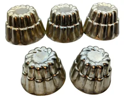 Set Of 5 Vintage Individual Aluminum Bundts Mini Baking Molds Jello Cake • $12