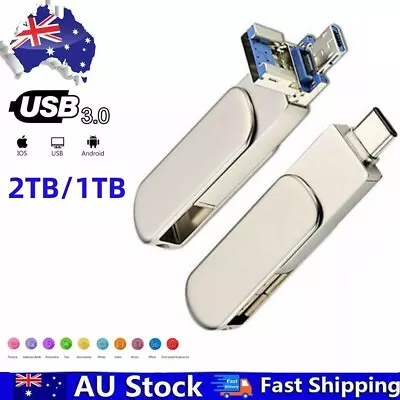 USB C Flash Drive 2TB 64GB Type C 3 IN 1 USB 3.0 Memory Stick For PC Android AU • $9.99