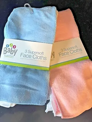 SUPER SOFT BABY FACE CLOTHS New (3 Pack SET)Wash Bath Flannel  UK • £2.99
