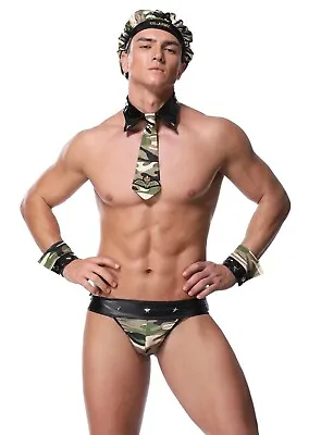 Men's Soldier Army Military Fancy Dress Halloween Stripper Stag Do One Size S/M • £24.99