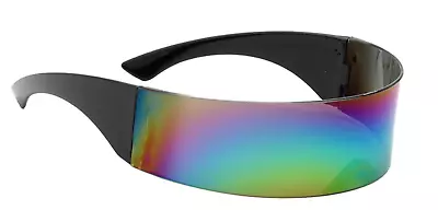 # Rainbow Futuristic Wrap Cyclops Sunglasses Glasses Space Festival Accessory • $9.99