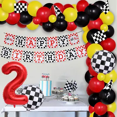 Race Car 2nd Birthday Party Decorations For Boys - Racing Car Balloon Garland - • £7.97