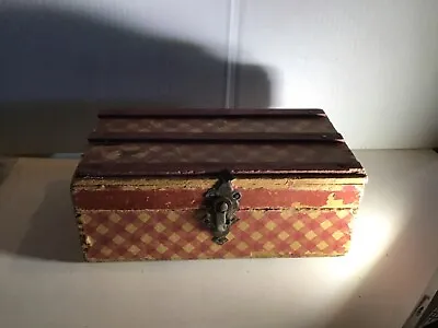 Vintage Wood Steamer Trunk Chest Toy Doll / Salesman’s Sample - 8”X 4 1/2” X 3” • $27