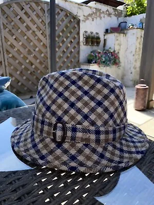 £79 • Buy Vintage Aquascutum Of London Wool Beige House Check Bucket Hat Size Large Unisex