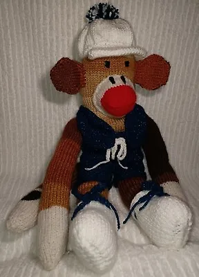 £48.66 • Buy Vintage SOCK MONKEY Plush Handmade Doll Toy Knit Animal Stuffed 20  Hat