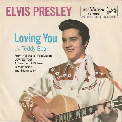 Elvis Presley  Teddy Bear  &  Loving You  RCA 47-7000 Record & Picture Sleeve • $30