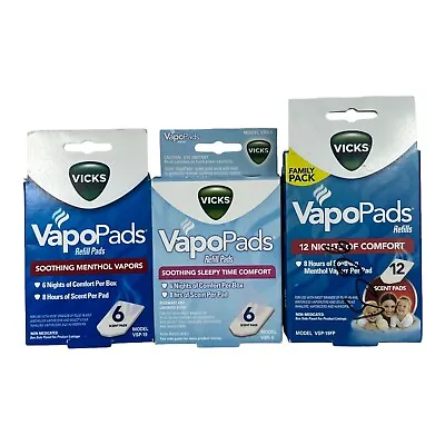 Vicks VapoPads Refill Pads Variety Pack Menthol Vapor Soothing Sleepy 3 BX 24 T • $23.99