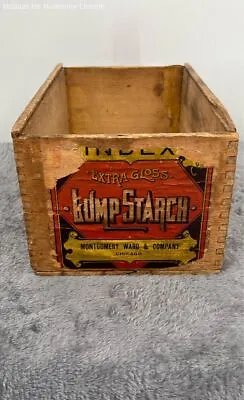 Antique/Vintage Montgomery Ward & Co Chicago-Extra Gloss Lump Starch-Wood Crate • $64.99