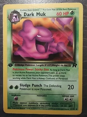 Pokemon Card WOTC 1999 1st Edition Dark Muk 41/82 Team Rocket - NM  • £5