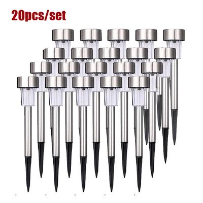 $29.99 • Buy 20 Pack LED Solar Lights Outdoor Garden Landscape Pathway Lights Stainless Steel