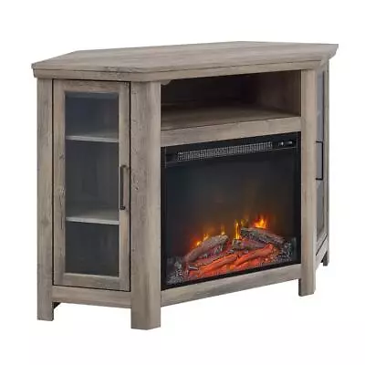 48  Wood Corner Fireplace Media  TV Stand Console  - Grey Wash • $499