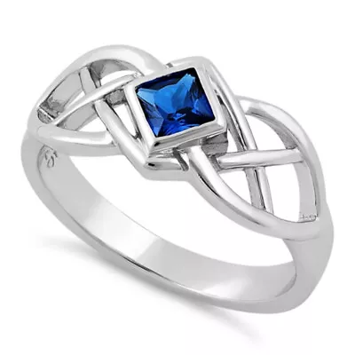 £24.99 • Buy Celtic Blue Spinel Cubic Zirconia Solitaire Dress Ring Sterling Silver Ladies CZ