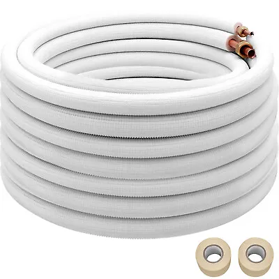 VEVOR 1/4  X 3/8  X 50Ft Insulated Copper Tubing AC Mini Split Ductless Line Set • $99.99
