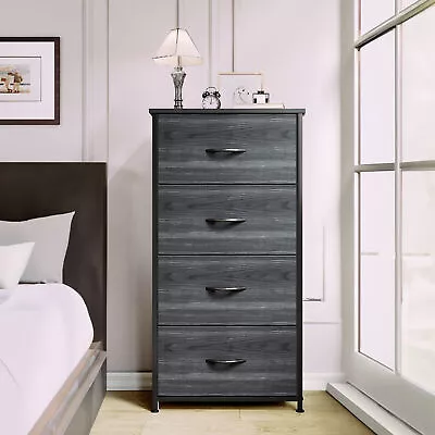 Chest Of Fabric Drawers Dresser 4 Bins Furniture Bedroom Storage Organizer NEW • $37.72