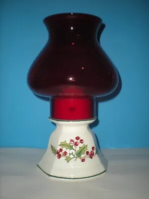 $46.42 • Buy Red Chimney Shade Votive Candleholder MCM White Christmas Candle Holder Vtg