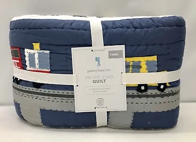 NEW Pottery Barn KIDS On The Road TWIN Quilt~Blue Multi~*READ • $83.99