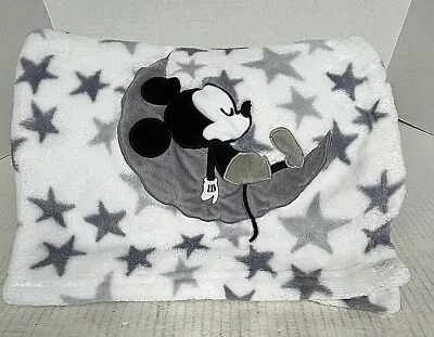 DISNEY BABY Mickey Mouse White/Gray Celestial Fleece Nursery Blanket Lambs & Ivy • $16.90