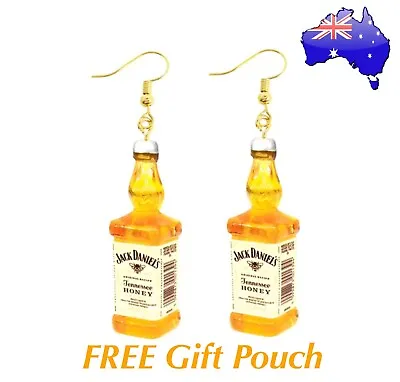 $8.95 • Buy Jack Daniels Whiskey Bottle Alcohol Novelty Drop Dangle Gold Earrings Funny Gift