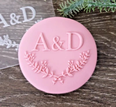$15 • Buy Wedding Initials Cookie Fondant Debosser Stamp Engagement Couple Topper Floral