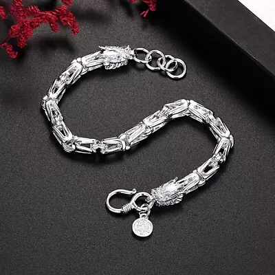 $7.62 • Buy Elegant 925 Sterling Silver Unique Dragon Bracelet Vintage Trendy Retro Bangle