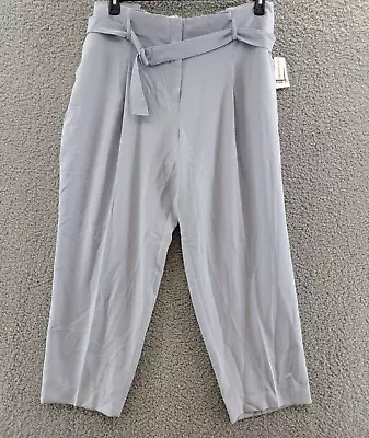 BAR III Textured Crepe Paper-Bag Straight-Leg Ankle Pants Women's 18W Moonstone • $38.98