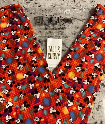 LLR TC Disney Leggings Mickey Mouse Heads With Triangles On Orange Background  • $4.99
