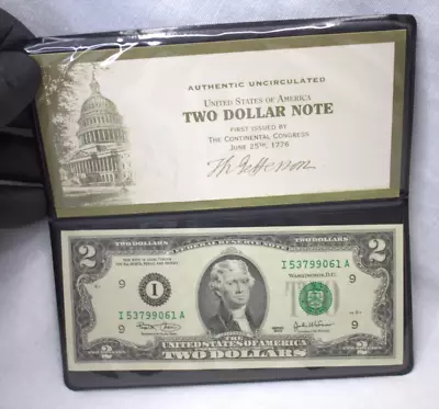 US Monetary Exchange Authentic Uncirculated 2003 I $2 Two Dollar Note W/COA • $13.92