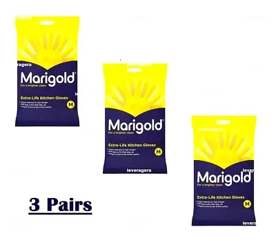 Marigold Extra Life Kitchen Layered Rubber Gloves Medium Size - 3 Pairs • £8.65