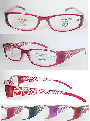 Ladies Reading Glasses +0.5~+3.75 Quality Metal Hinge Fashion Laser Pattern L322 • £3.99