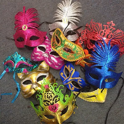 Lot Of 50 Mixed Costume Mask Masquerade Mardi Gras Venetian Wedding Quince Party • $79.99