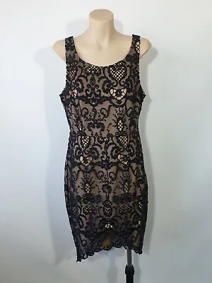 $14 • Buy Ladakh Size L Black Sleeveless Lace Dress