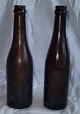  2 Vintage Amber Glass Beer Bottles • $19.99