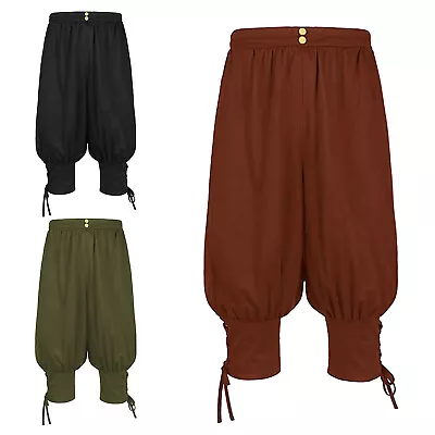 Mens Pirate Pants Viking Renaissance Costume Punk Bloomers Casual Trousers • $17.35